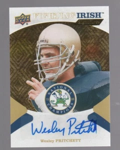 Wesley Pritchett AUTOGRAPH Notre Dame Fighting Irish 2017 UD AUTO Football Wes - Picture 1 of 1