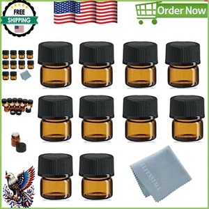 50 Pack of UV-Protected 1ml Amber Glass Bottles for Travel & Essential Oils - Picture 1 of 9