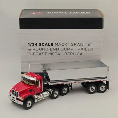 FIRST 1/34 MACK GRANITE & ROUND END DUMP TRAILER #4181 DIECAST Model Truck - Image 1 of 4