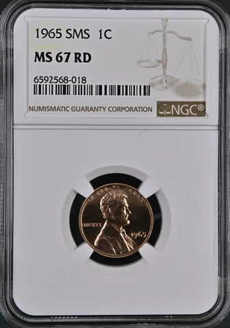 1965 SMS 1C Lincoln Penny MS 67 RD Cover
