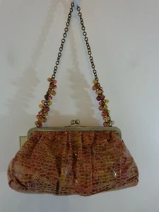 Emma Rose Purse Animal Print Beaded Embellished Chain Strap Handbag New With Tag - Picture 1 of 10