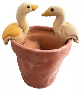 Topf Haustiere Übertopf Topf Huggers 2 Ton Schwan oder Gänse Hänger Handarbeit 1984 - Bild 1 von 9