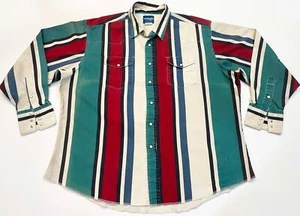 Vintage Wrangler Cowboy Western Striped Snap Button Shirt Mens Sz XXL 2XL FLAW - Picture 1 of 18