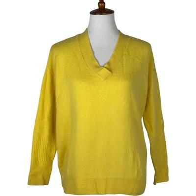 Suéter Charter Club Luxury 100 % cachemir amarillo cuello en V para mujer talla pequeña Foto 1 de 4