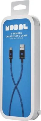 4 Feet Braided Charge/Sync Cable with Micro USB - Blue (50 PCS) - Image 1 of 4
