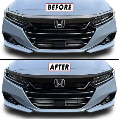 5 Superposición de apagón de eliminación de cromo para Honda Accord 2021-22 sedán moldura de parrilla delantera Foto 1 de 4