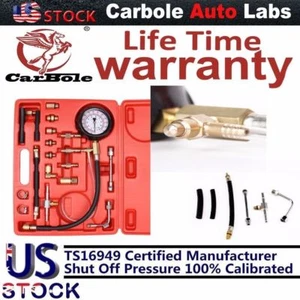 140 PSI Pressure Gauge Tester Gasoline Fuel Injection Pump Tool Kit With Case US - Foto 1 di 10