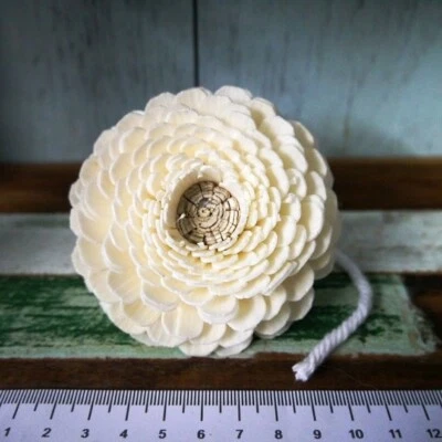 9 Zinnia Sola Wood Diffuser Flowers 8 cm Dia. with Cotton Rope. for Decorate - Image 1 of 2