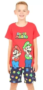 Nintendo Super Mario and Luigi  Boys Girls Short Pyjamas, Gaming Gamer Pjs - Picture 1 of 4