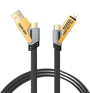 VEN-DENS 4 IN 1 Multi Chargeur Nylon Tressé Câble 65W Rapide de Multi-Port - Photo 1 sur 24
