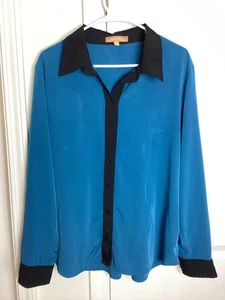 Ellen Tracy Front Button Blouse. Teal Color LS. size 16 - Picture 1 of 3