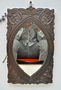 Handgeschnitzter Wanddeko Spiegelrahmen aus Holz feine Details - Bild 1 von 6