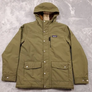 Patagonia Infurno Jacket Boys XL Green Deep Pile Fleece Lined Hooded Coat - Picture 1 of 13