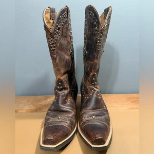 ARIAT Mujer Talla 7.5B Cuero Vaquera Botas Tachonadas Estrás Western Preloved - Imagen 1 de 16
