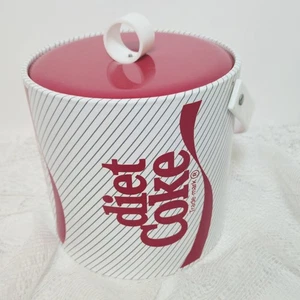 Vintage Diet Coke Ice Bucket Cooler Lid Plastic White And Red - Picture 1 of 9