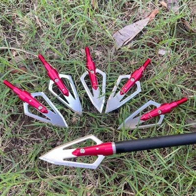 Archery 100 Grain Hunting Broadheads Arrowheads Arrow Heads Tips for Shooting - Image 1 of 4