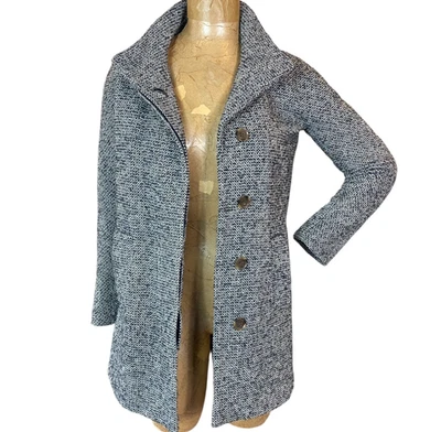 J. Casaco Crew Factory mistura de lã tweed City ervilha preto branco tamanho 00 #246G - Imagem 1 de 4