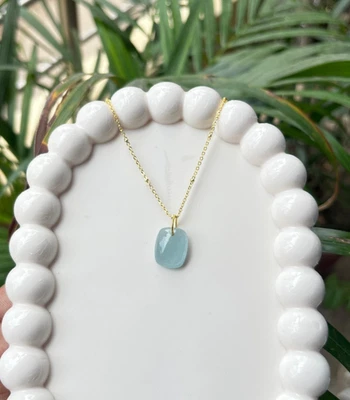 Colar pingente corrente cabo folheado a ouro água-marinha de boa qualidade presente para mulheres - Imagem 1 de 3