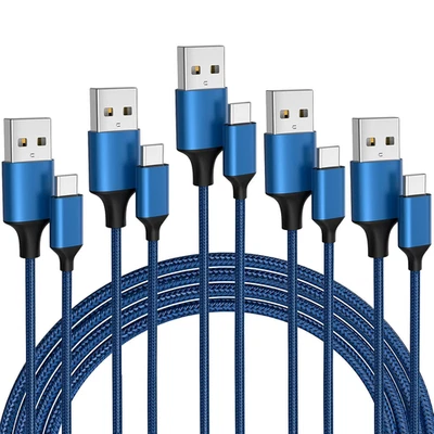 USB Type C Cable 5Pack (3/3/6/6/10FT) Nylon Braided USB C Cable Fast Charger Cha - Image 1 of 4