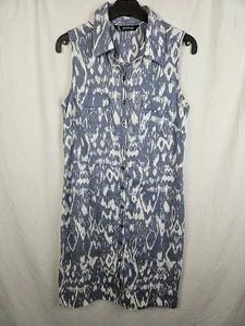 Kaleidoscope Linen Shirt Dress 12 UK  Blue White Sleeveless  Pockets Summer  - Picture 1 of 24