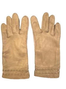 Guantes de cuero suave marrón Fownes vintage para mujer talla 7 con forro lavable - Imagen 1 de 5