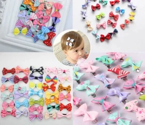 10/5 Girls Baby Kids Children Hair Accessories Bows Alligator Clips Slides UK - Picture 1 of 37