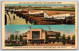 A283 Postkarte Flugzeug Flugzeuge Flugzeuge Fluglinie bei LA Guardia NY - Bild 1 von 2