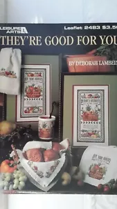 Menge 2 Vintage gezählte Kreuzstich Bücher/Hefte Obst/Lebensmittel 1992-93 EUC - Bild 1 von 8