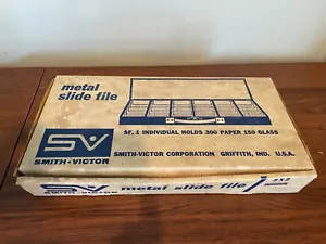 Vtg SV Smith Victor Metal Slide File Case Holds 300 Paper 150 Glass USA NEW - Picture 1 of 4