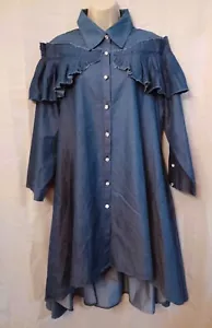 NWT Step In Style Denim Blue Hi-Low Maxi Swing Dress One Size Belt NOT Included - Picture 1 of 8