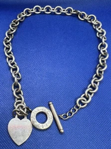Vintage Tiffany & Co. Sterling Silver 925 Heart Tag Toggle Necklace 16” - Picture 1 of 7
