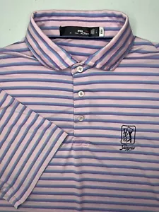 RLX Ralph Lauren Polo TPC SAWGRASS Performance Men’s Large Pink Striped - Picture 1 of 5