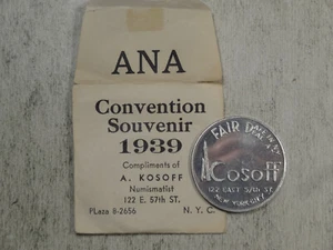 1939 ANA Convention Souvenir, Abe Kosoff Store Card, berühmter Münzhändler - Bild 1 von 5