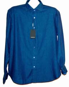 Bugatchi Men's  Shaped Fit Navy Blue Design Cotton Shirt Size US XL - Picture 1 of 11