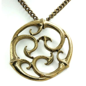 Genuine 1970's ALYA MUSEUM REPLICAS Celtic circle pendant, original 24" chain - Imagen 1 de 10