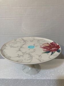 NEW Martha Stewart Collection Peony Cake Stand With Scalloped Base, Pink 