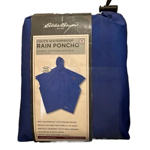 Eddie Bauer Youth Kids Children’s Blue Hooded Waterproof Rain Poncho - Picture 1 of 2