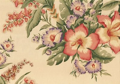 Tapicería para cortinas de algodón floral de la mañana brumosa de tela Duralee  Foto 1 de 3