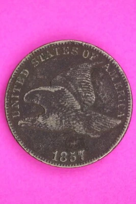 1857 Die of 1856 Flying Eagle Cent Penny Guaranteed Authentic Free Shipping 1421 - Image 1 of 3