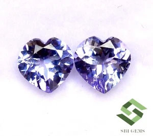 1.46 CTS Certified Natural Tanzanite Heart Shape Cut Pair 6x6 mm Loose Gemstones - Picture 1 of 6