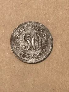 1919 Stadt Trier 50 Pfennig Post-WWI German Trade Token Germany π©πͺ - Picture 1 of 2