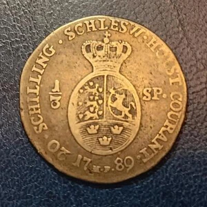 SCHLESWIG-HOLSTEIN - 1789 MF silver 1/3 speciedaler - uncleaned original - F-VF - Picture 1 of 2