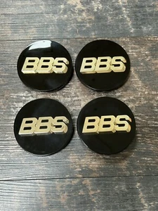 BBS 3D Black & Gold Centre Caps 70mm RM RZ RG RS - Picture 1 of 3