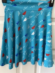 NWOT- LuLaRoe -Simply Comfortable - Paper Airplanes Azure Twirly Skirt Size 6 - Picture 1 of 5