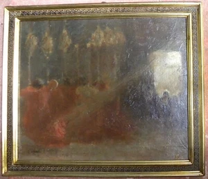Aldo CARPI (Milano 1886-1973) Processione in Duomo OLIO cm 32x39 anno 1908 - Foto 1 di 19