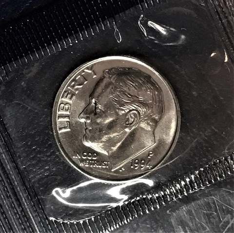 1994 P BU Roosevelt Dime Brilliant Uncirculated from Orig Mint Set in Cello BU Cover