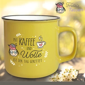 Taza Jumbo De Frida Con Frase #9 Amarillo Cerámica Vintage Lana Café Hilo 350 Ml - Imagen 1 de 2