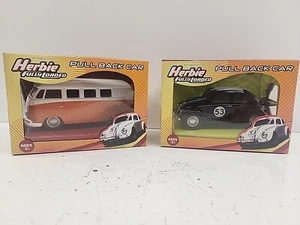 Disney's Herbie Fully Loaded LOT OF Pull Back Car VWBeetle Black W/ VW Van NEW - Picture 1 of 9