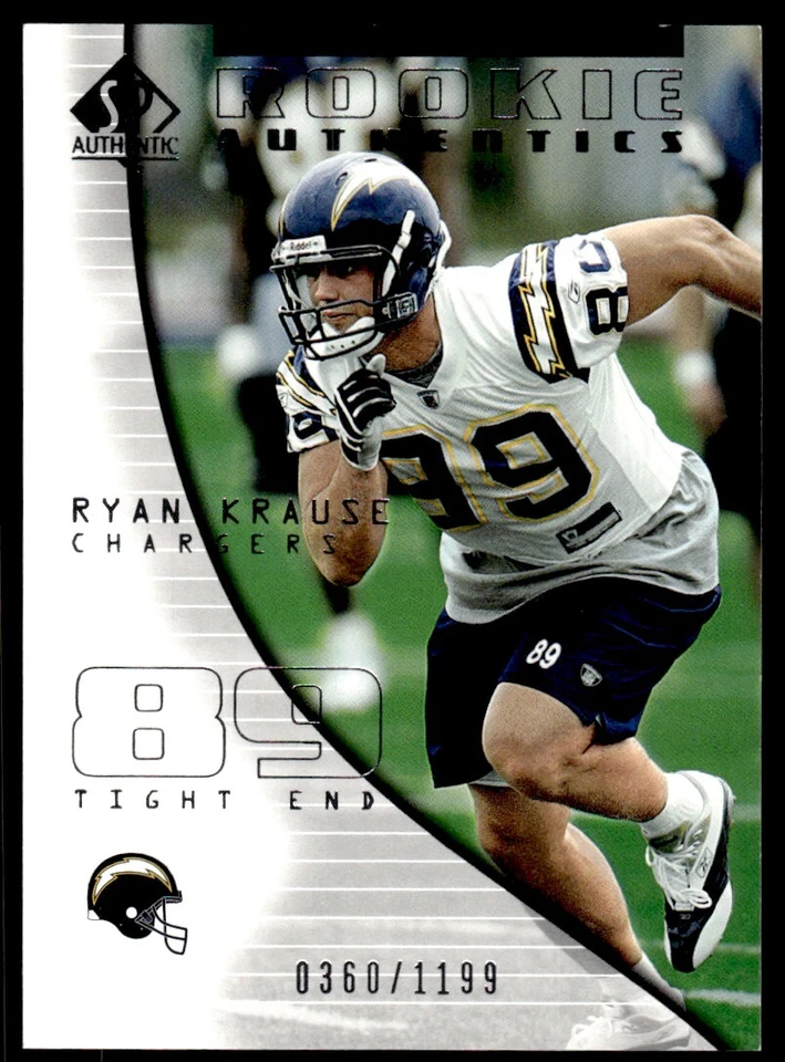 2004 SP Authentic Ryan Krause Rookie 0360/1199 San Diego Chargers #128 R40 - Image 1 of 2