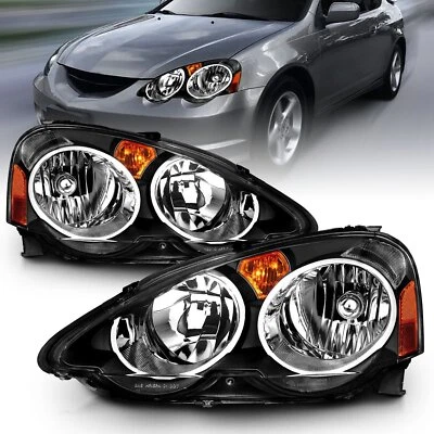 ANZO For 2002-2004 Acura Rsx Crystal Headlights Black - Image 1 of 4